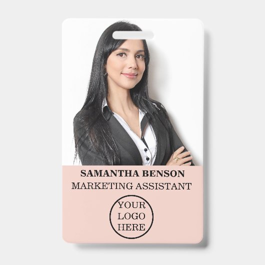 Gepersonaliseerde Blush Pink Girly Modern Personee Badge (Front)