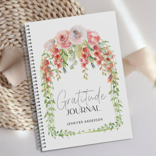 Gepersonaliseerde Blush Red Bloemen Dankbaarheid J Notitieboek