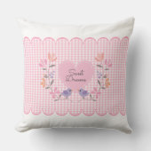 Gepersonaliseerde Blush Roze Bloemen Hart Kussen (Voorkant)