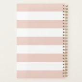 Gepersonaliseerde Blush Roze en Witte Streep Planner (Achterkant)
