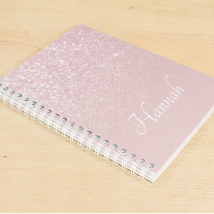 Gepersonaliseerde Blush roze glitter ombre Notitieboek