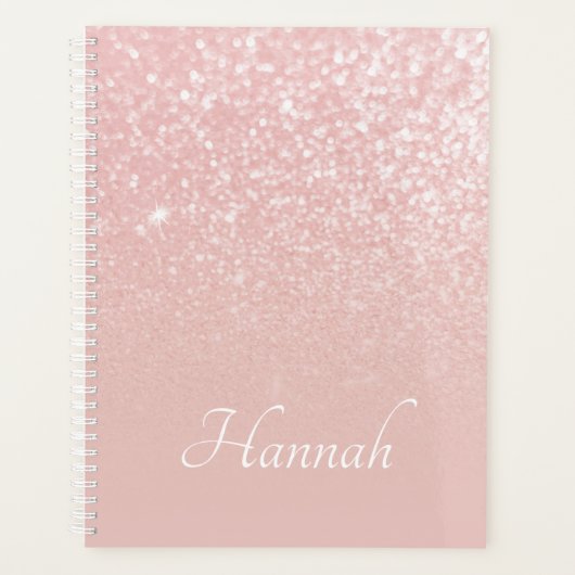 Gepersonaliseerde Blush roze glitter ombre Planner (Voorkant)