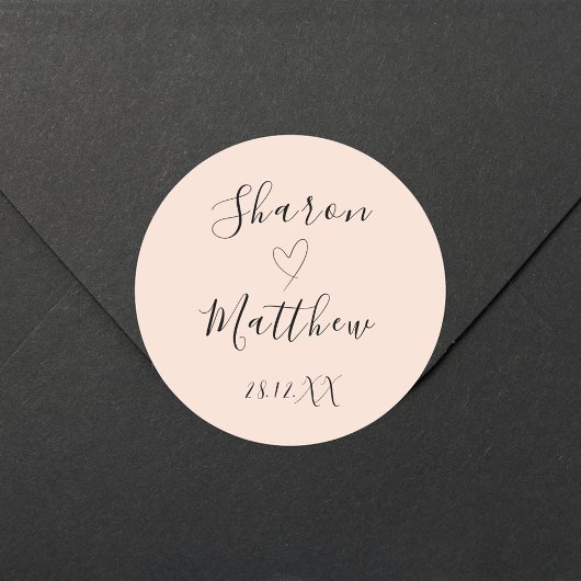 Gepersonaliseerde Blush Roze Handgeschreven Script Ronde Sticker