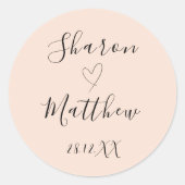 Gepersonaliseerde Blush Roze Handgeschreven Script Ronde Sticker (Voorkant)