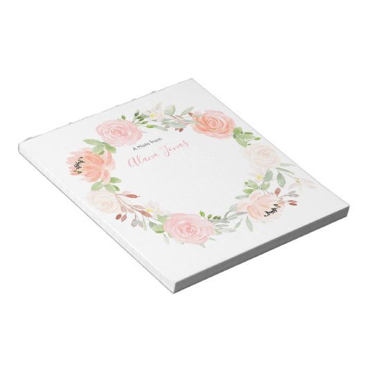 Gepersonaliseerde blush roze waterverf Notitieblok (Schuin)