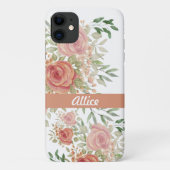 Gepersonaliseerde Blush Waterverf Rozen Boho Chic Case-Mate iPhone Case (Achterkant)