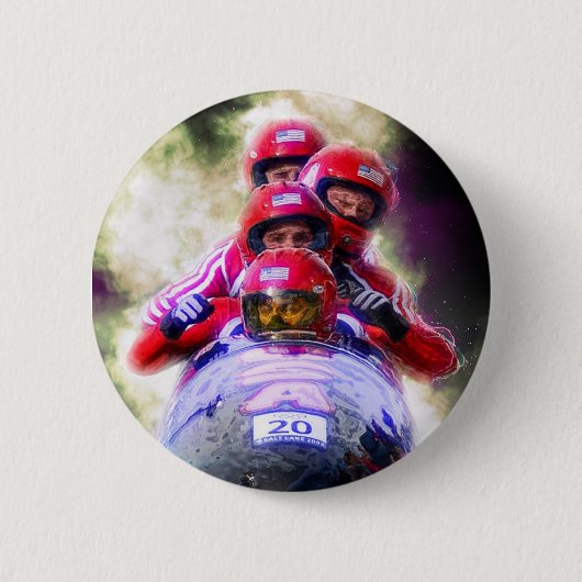 Gepersonaliseerde Bobslee Sport Foto Ronde Button 5,7 Cm (Voorkant)