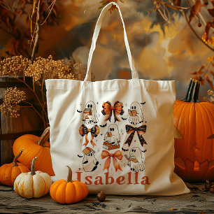 Gepersonaliseerde Boek Bows Ghost Trick or treat S Tote Bag