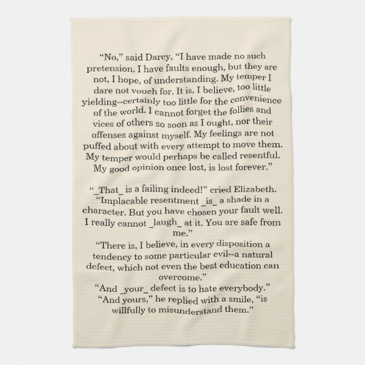 Gepersonaliseerde boek citaat tekst Pride & Vooroo Theedoek (Verticaal)