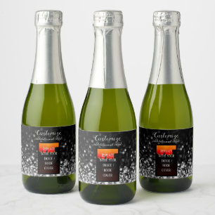 Gepersonaliseerde Boek Lancering Zilveren Mini Sparkling Wijnetiket