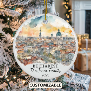 Gepersonaliseerde Boekarest Ornament, Roemenië Orn Keramisch Ornament