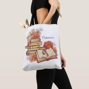 Gepersonaliseerde boeken en bloemen draagtas