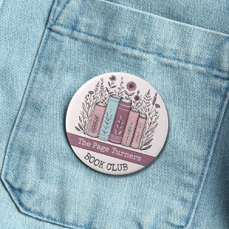 Gepersonaliseerde Boekenclub Bloemen Ronde Button 7,6 Cm