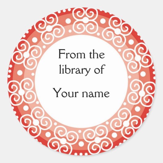 Gepersonaliseerde Boekplaten :: Swirls & Stippen Ronde Sticker (Voorkant)