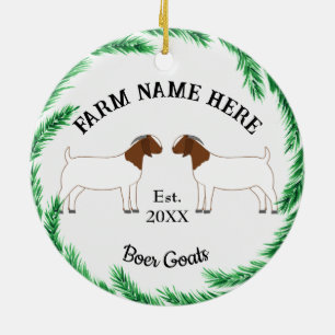 Gepersonaliseerde boer Goat Boerderij Pine Wreater Keramisch Ornament