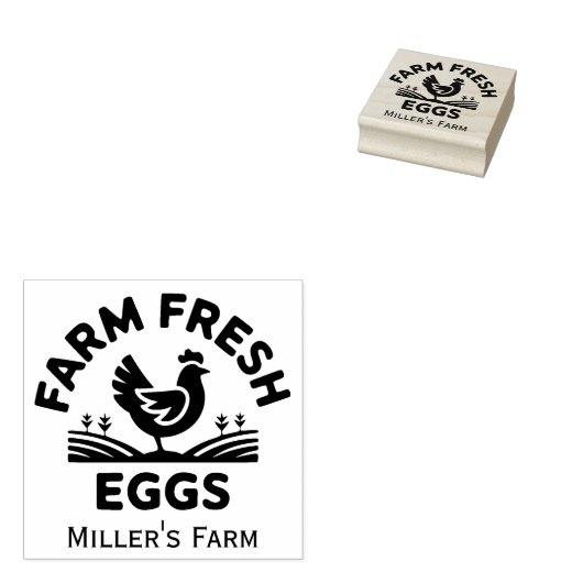 Gepersonaliseerde Boerderij Fresh Eggs Stamp Rubberstempel (Gestempeld)