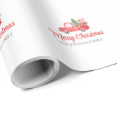 Gepersonaliseerde boerderij Kerst Truck Familienaa Cadeaupapier (Rol Hoek)