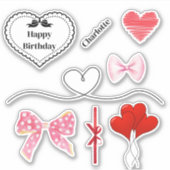 Gepersonaliseerde Bogen en Harten Verjaardag Stick Sticker (Voorkant)