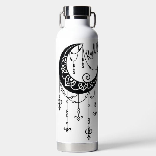 Gepersonaliseerde Bohemian Cresent Moon Waterfles (Voorkant)