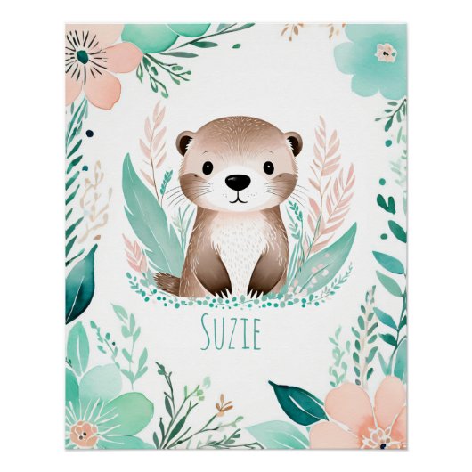 Gepersonaliseerde Boho Baby Poster - Otter Design Perfect Poster (Voorkant)