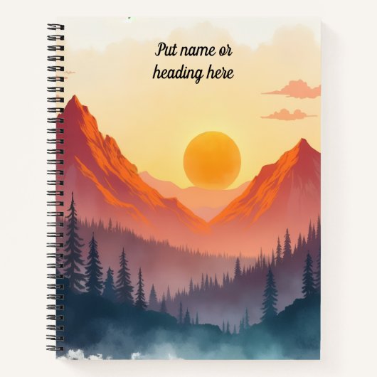 Gepersonaliseerde Boho Bergzonsondergang 2 Notitieboek (Voorkant)