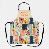 Gepersonaliseerde Boho Bloemen Patchwork Keuken Schort (Voorkant)