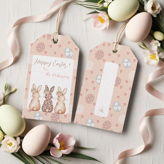 Gepersonaliseerde Boho Bunny Pasen Cadeaulabel