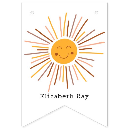 Gepersonaliseerde Boho eerste verjaardag maandelij Vlaggetjes (Eerste vlag)