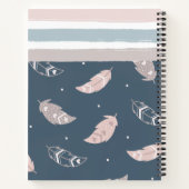 Gepersonaliseerde Boho Feather Stripes Pastel Jour Notitieboek (Achterkant)