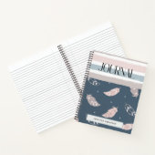 Gepersonaliseerde Boho Feather Stripes Pastel Jour Notitieboek (Binnen)