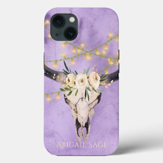 Gepersonaliseerde Boho Floral Skull en Lights Paar Case-Mate iPhone Case (Achterkant)
