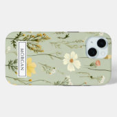 Gepersonaliseerde Boho Floral Wildflower Sage Groe Case-Mate iPhone Case (Achterkant (horizontaal))