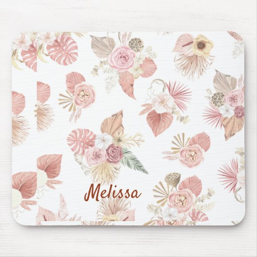 Gepersonaliseerde Boho Florals Muismat (Voorkant)