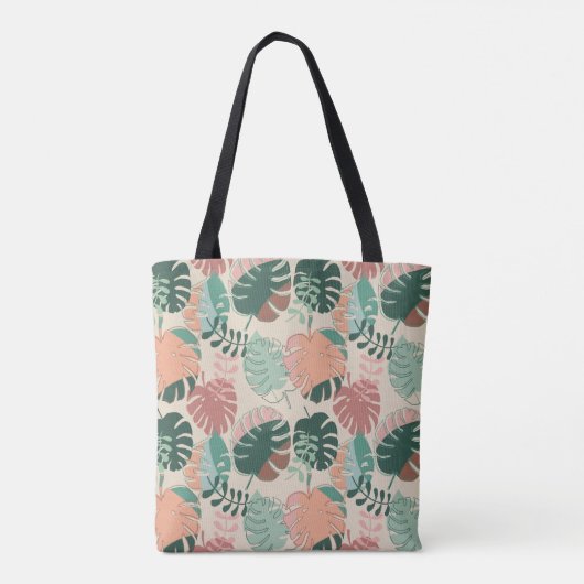 Gepersonaliseerde Boho Monstera Summer Canvas tas (Achterkant)