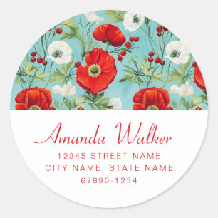 Gepersonaliseerde Boho Poppy ronde Stickers