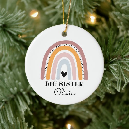 Gepersonaliseerde Boho Rainbow Big Sister Keramisch Ornament (Boom)