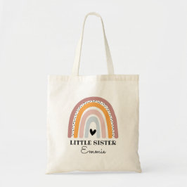 Gepersonaliseerde Boho Rainbow Little Sister Canva Tote Bag