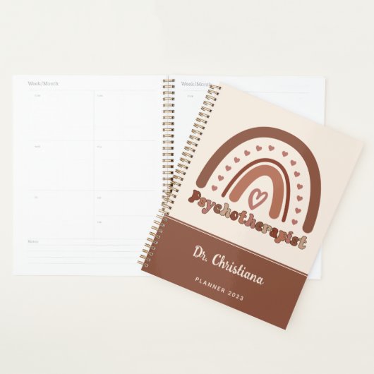 Gepersonaliseerde Boho Rainbow Psychotherapeut Planner (Display)