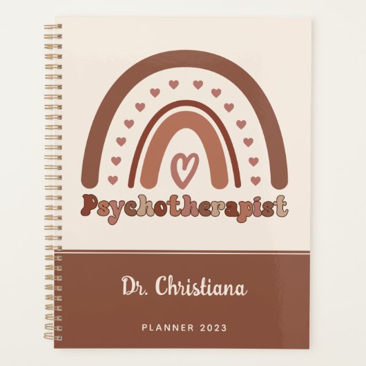 Gepersonaliseerde Boho Rainbow Psychotherapeut Planner (Voorkant)