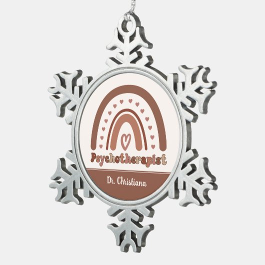 Gepersonaliseerde Boho Rainbow Psychotherapeut Tin Sneeuwvlok Ornament (Rechts)