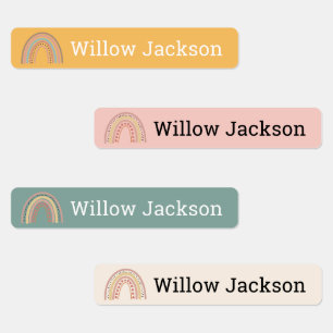 Gepersonaliseerde Boho Rainbow School naamlabels Labels