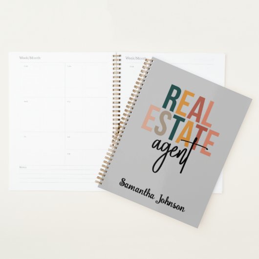 Gepersonaliseerde Boho Real Estate Agent Gift Plan Planner (Display)
