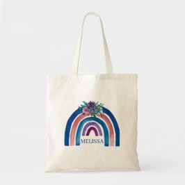 gepersonaliseerde Boho Regenboog met Bloemen Tote Bag