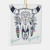 Gepersonaliseerde Boho Tribal Skull Turquoise en P Keramisch Ornament (Rechts)