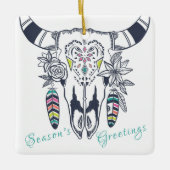 Gepersonaliseerde Boho Tribal Skull Turquoise en P Keramisch Ornament (Voorkant)