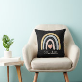 Gepersonaliseerde Boho Waterverf Rainbow Black Thr Kussen (Stoel)