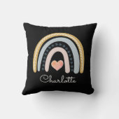 Gepersonaliseerde Boho Waterverf Rainbow Black Thr Kussen (Achterkant)