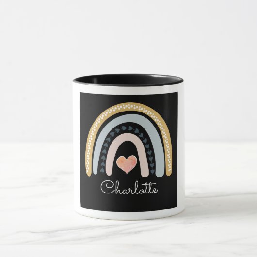Gepersonaliseerde Boho Waterverf Rainbow Mok (Midden)