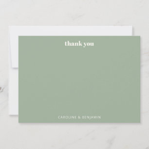 Gepersonaliseerde Bold Sage Green Chic Modern Wedd Bedankkaart