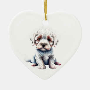 Gepersonaliseerde Bolognese Puppy Keramisch Ornament